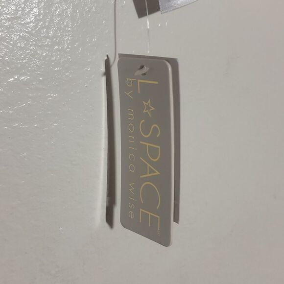 L * Space  by Monica Wise Swimsuit Top L NWT Color Block Ibiza Brown Pink White - Picture 7 of 8